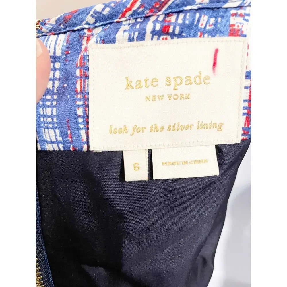 Kate Spade Silk Knee Length Dress Ruffle Front Sheath Dress Size 6